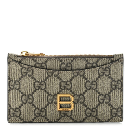 Gucci X BALENCIAGA GG Supreme Monogram Zip Card Case Beige Ebony 1 of 9