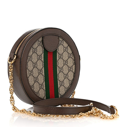 Gucci GG Supreme Monogram Web Mini Ophidia Round Shoulder Bag Brown 3 of 7