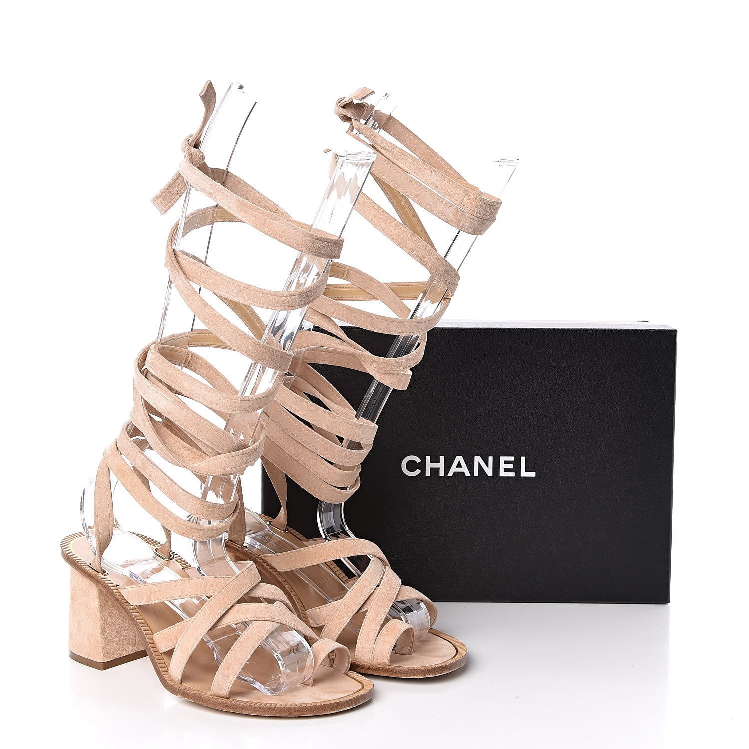 Chanel Suede Wrap Sandals 37 Light Pink 9 of 9