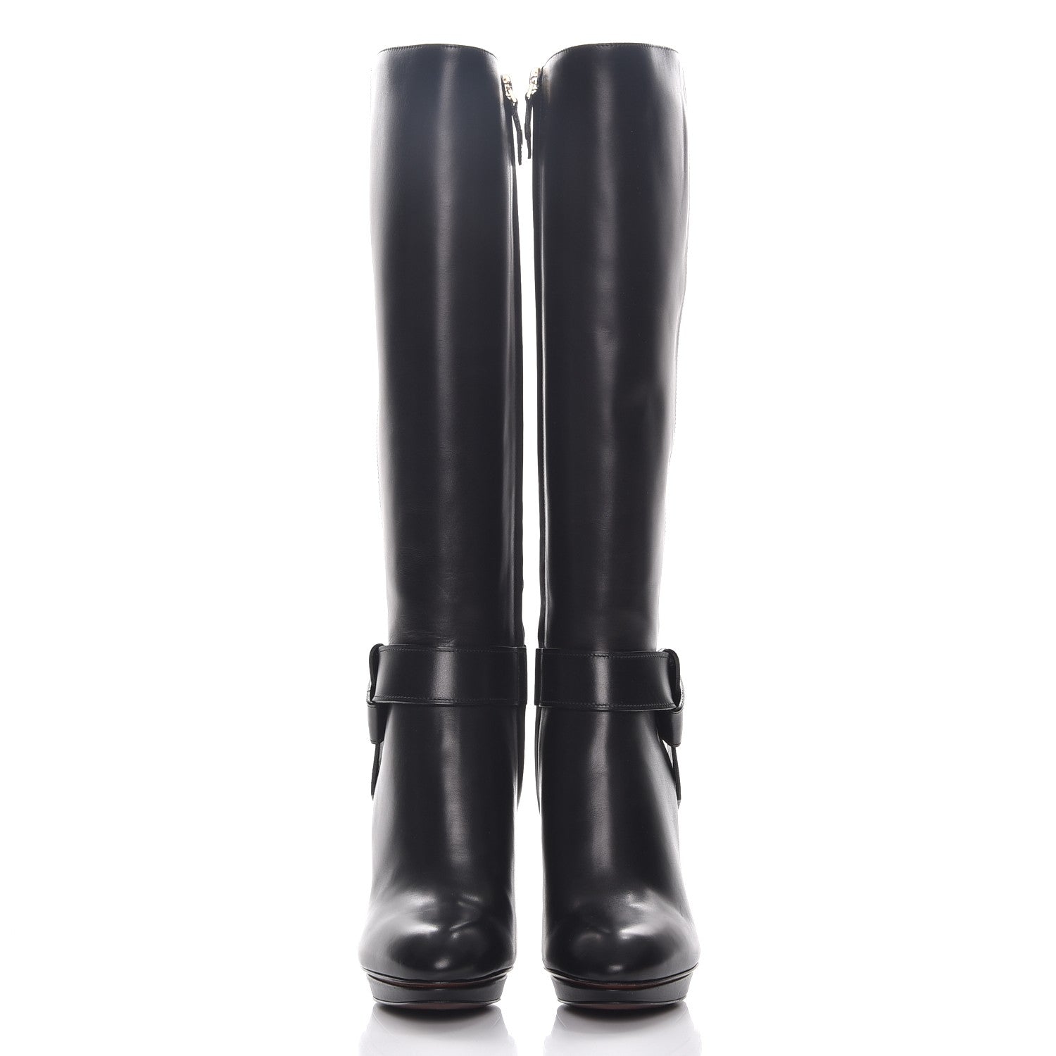 Louis Vuitton Calfskin Belted High Boots 36 Black 2 of 9