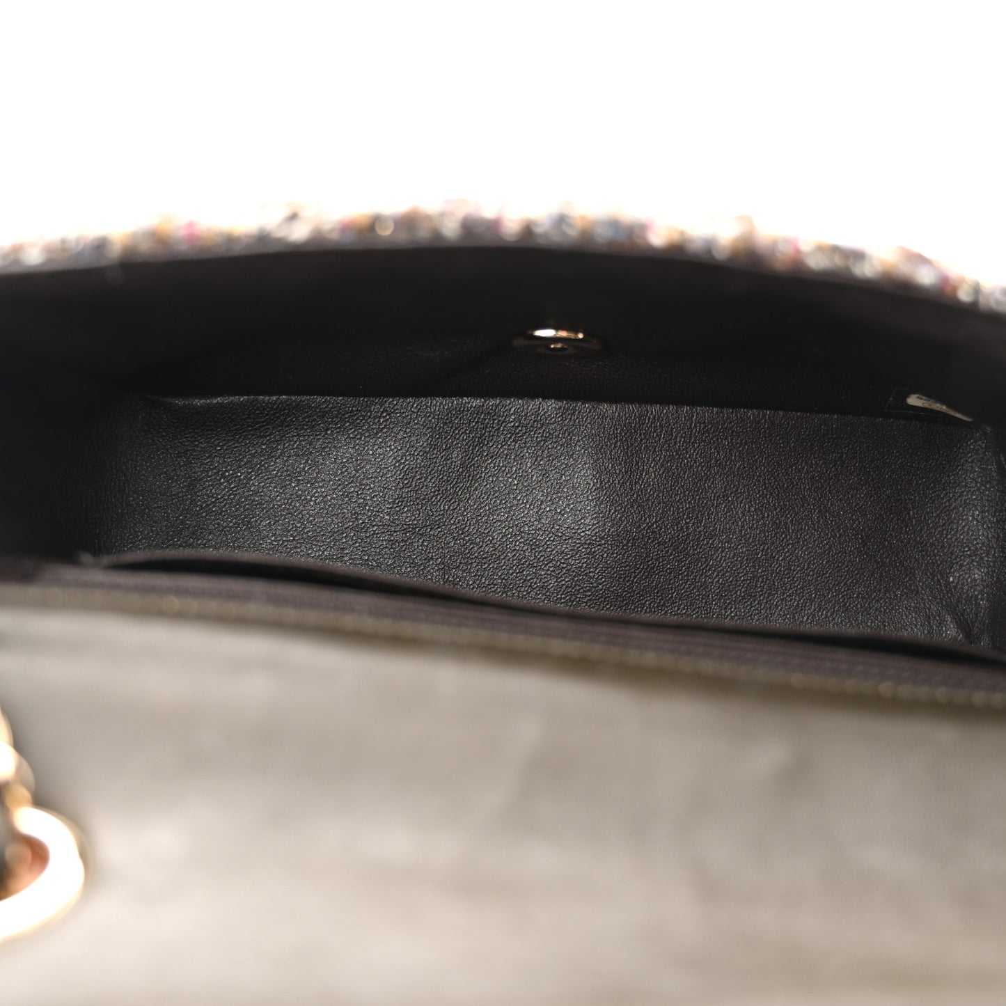 Tweed Quilted Mini Rectangular Flap Brown Multicolor