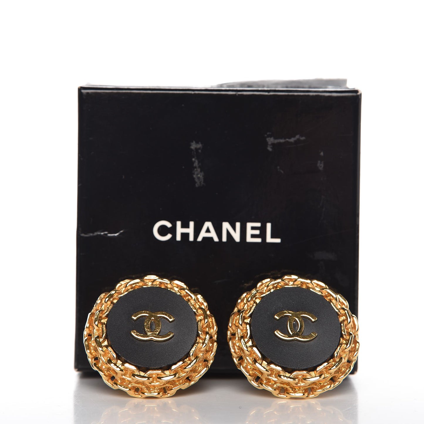 CC Clip On Earrings Black Gold