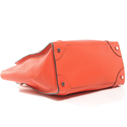 Celine Drummed Calfskin Mini Luggage Bag Vermillion 4 of 8