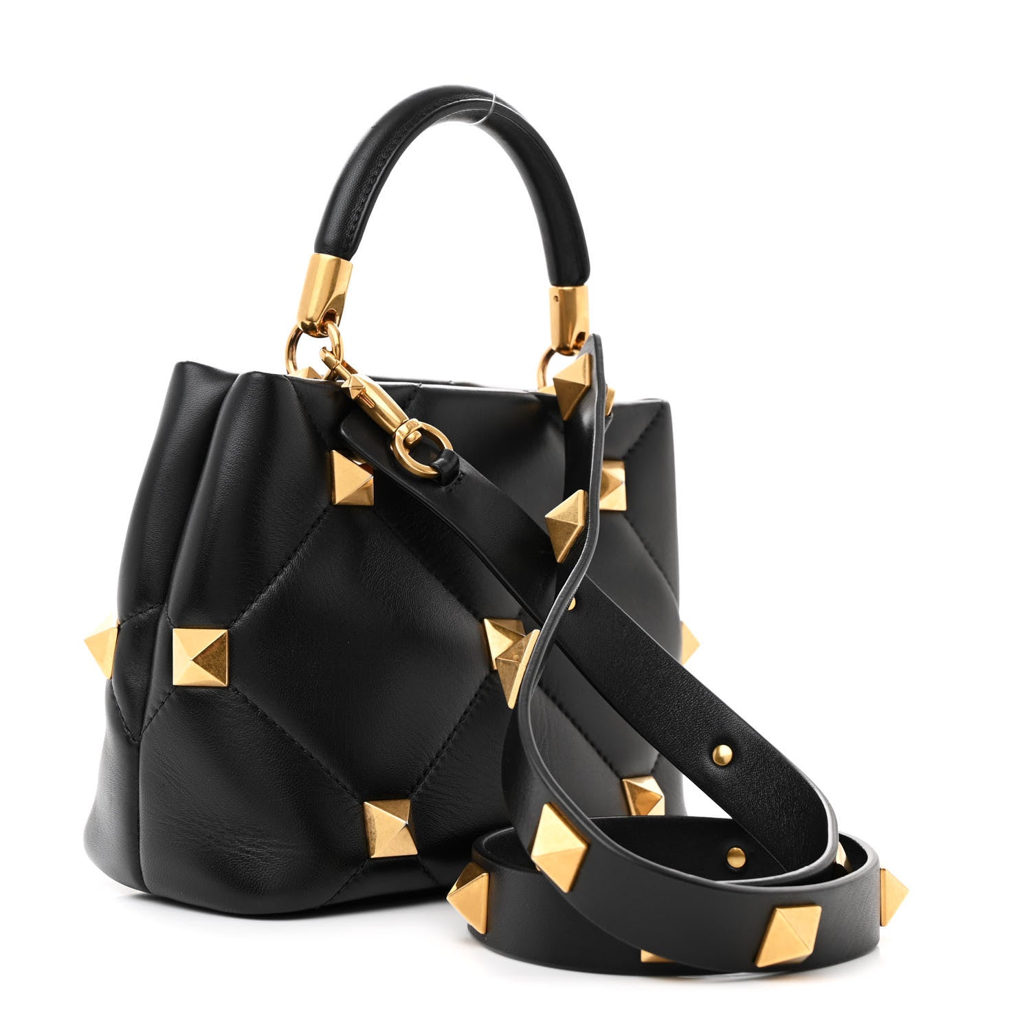 Valentino Garavani Nappa Small Roman Stud The Handle Bag Black 3 of 11