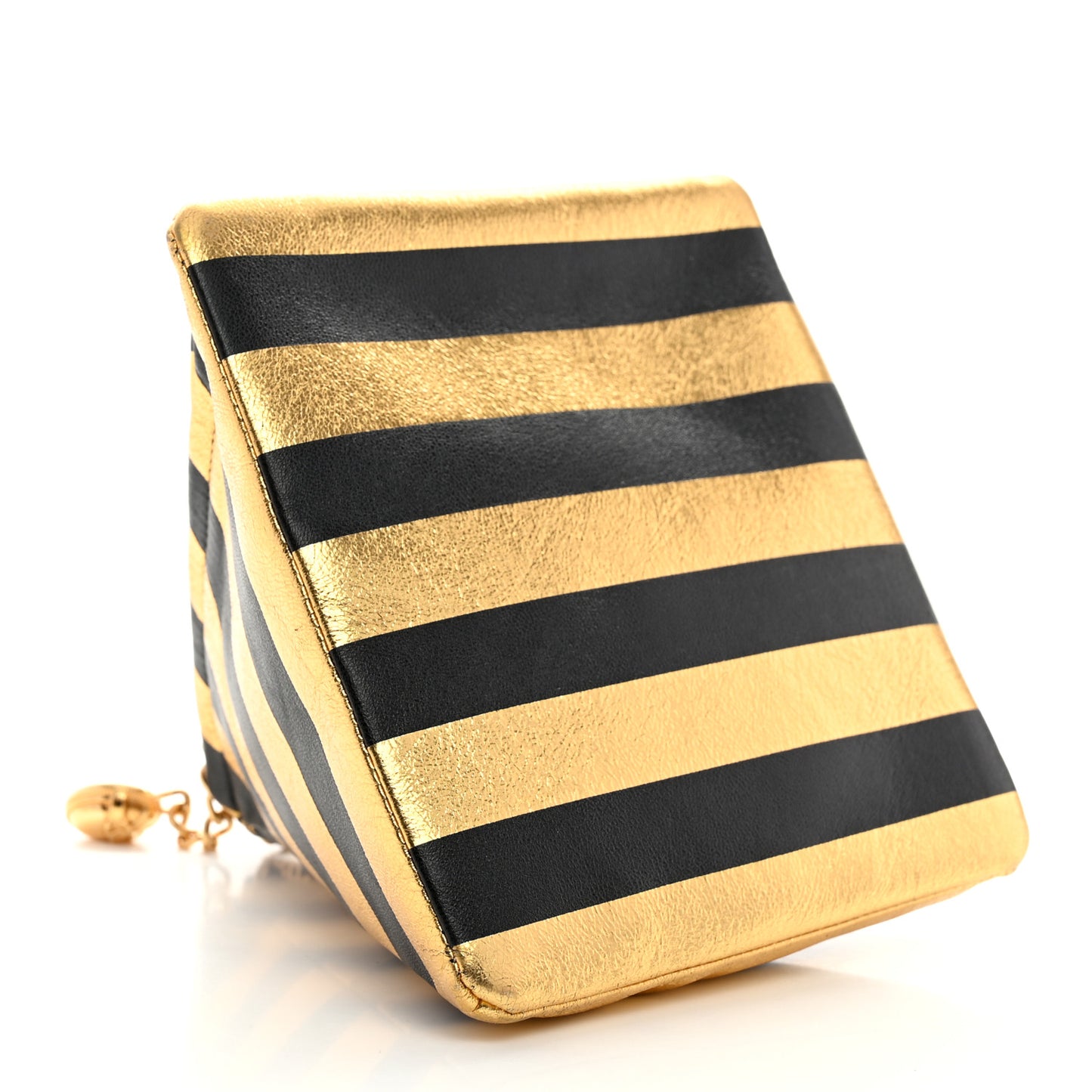 Metallic Lambskin CC Kheops Pyramid Bag Gold Black