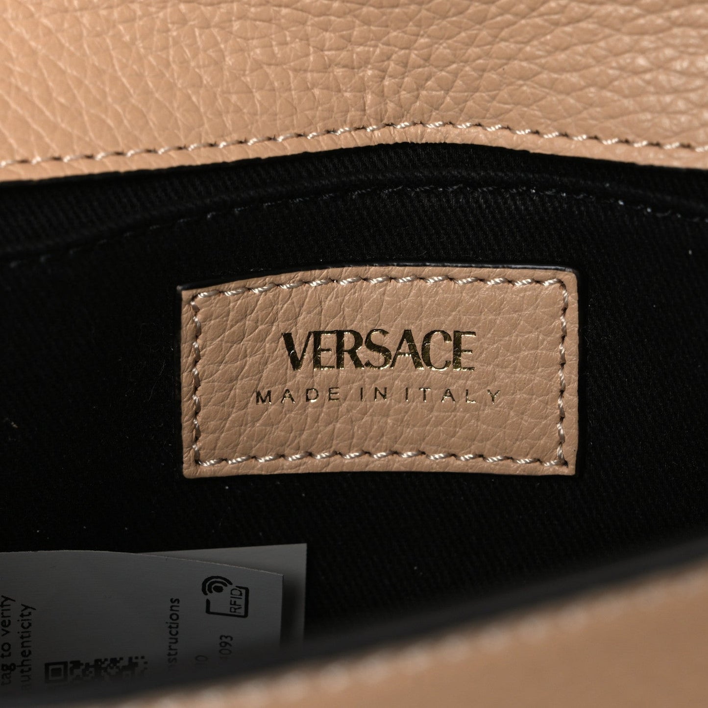 Grained Calfskin Virtus Mini Chain Bag Beige