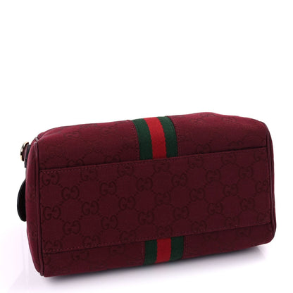 Gucci GG Monogram Textured Dollar Calfskin Web Small Ophidia Top Handle Bowler Bag  Rosso Ancora 3 of 8