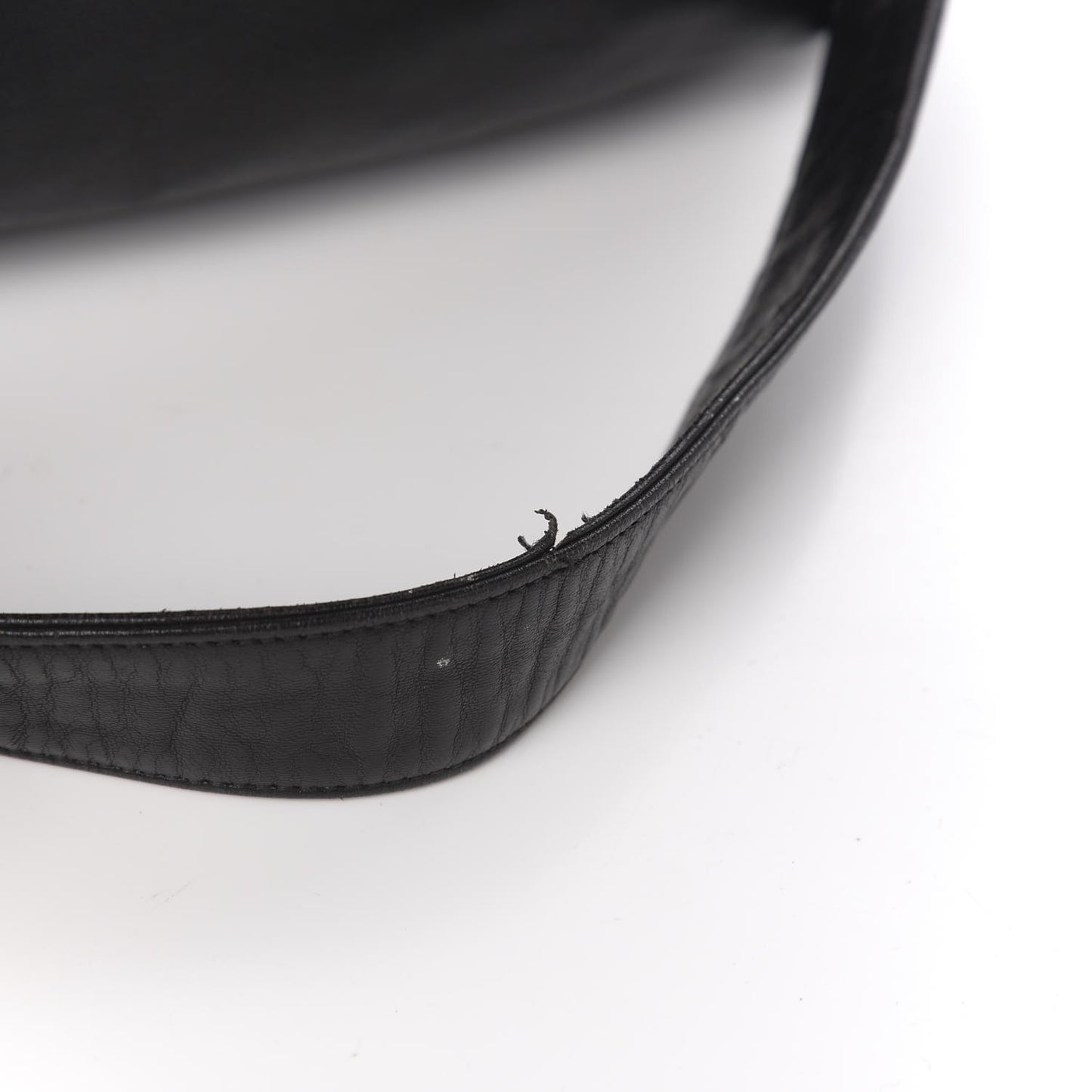 Lambskin CC Stitched Drawstring Bucket Bag Black