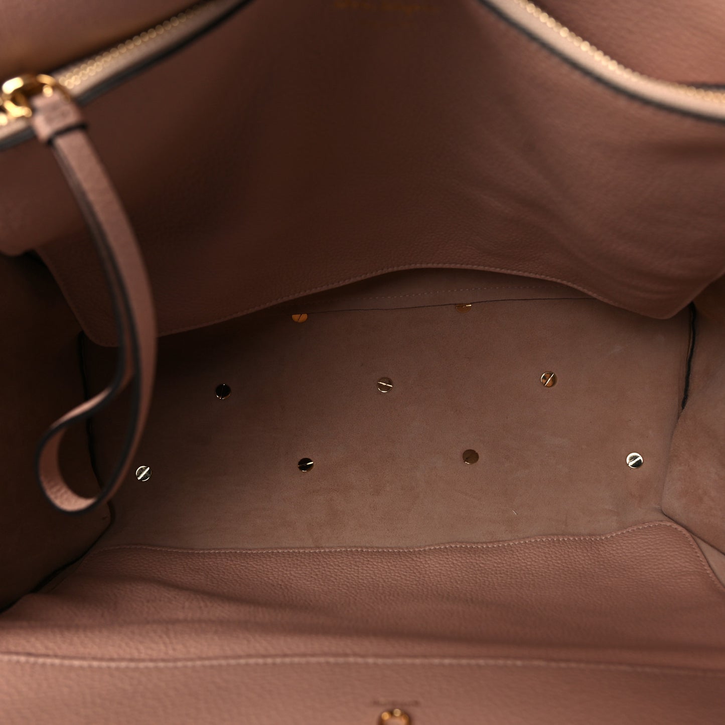 Hammered Calfskin Medium Studio Top Handle Bag Beige