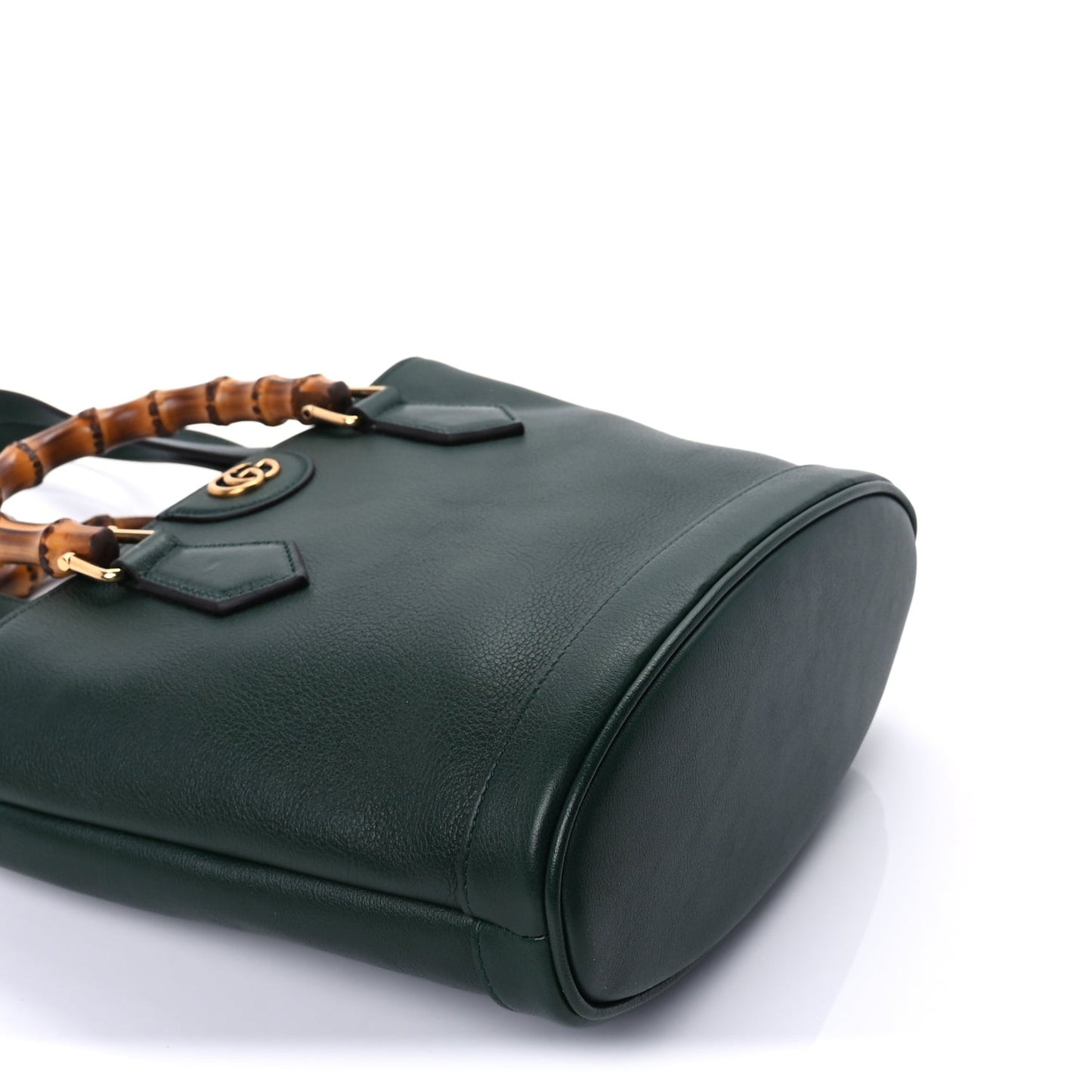 Softy Wonka Textured Dollar Calfskin Small Diana Round Tote Bag Green