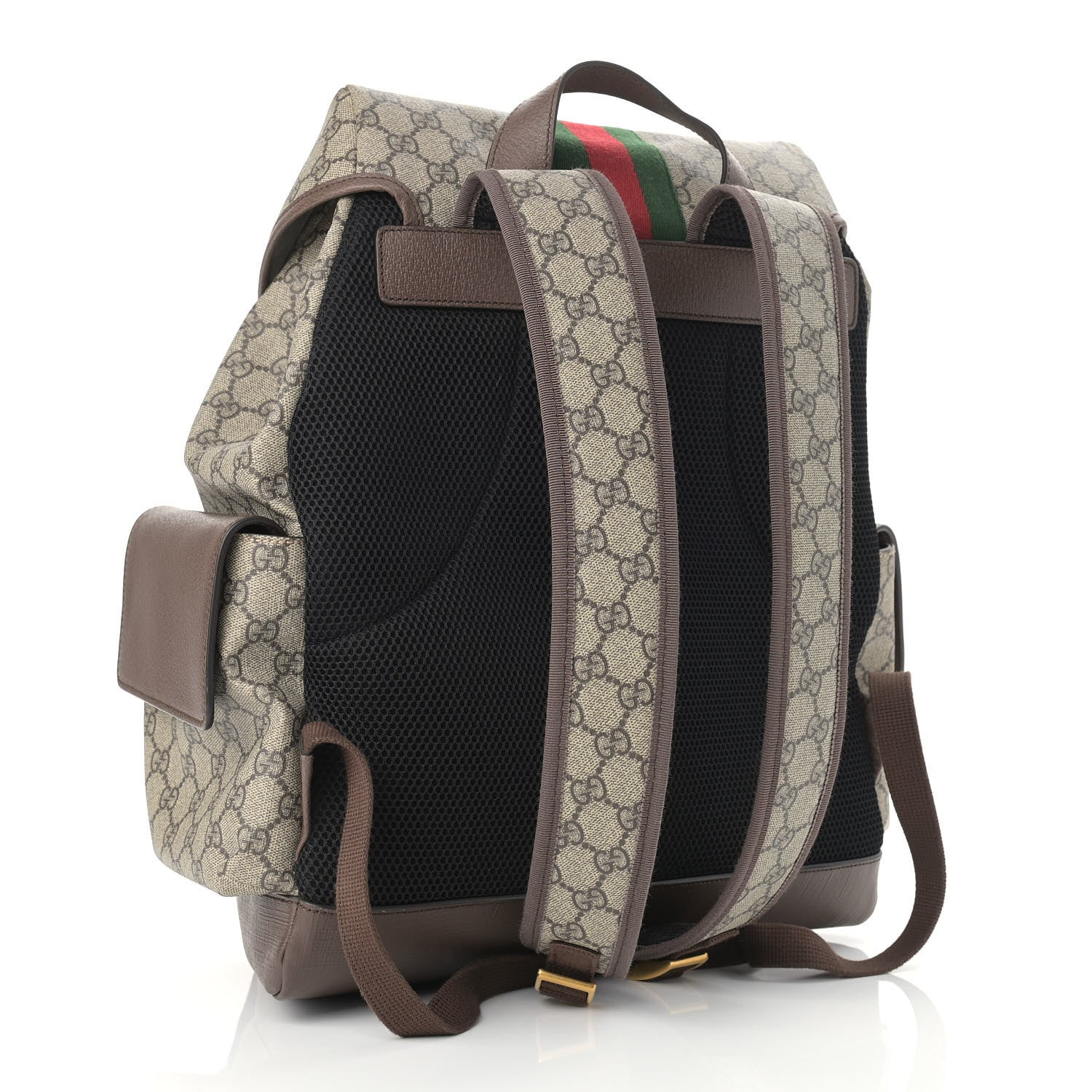 Gucci GG Supreme Monogram Medium Ophidia Double Buckle Backpack Brown 3 of 15