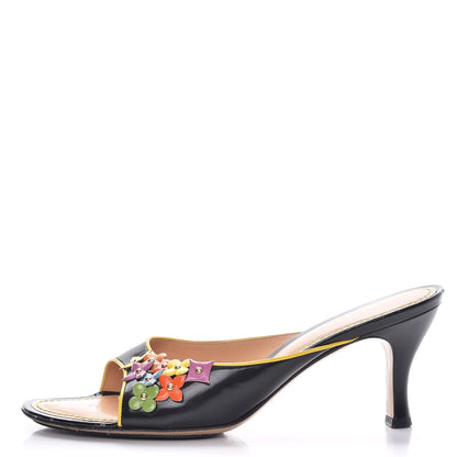 Louis Vuitton Glazed Calfskin Open Toe Mule Sandals 41 Black 1 of 15
