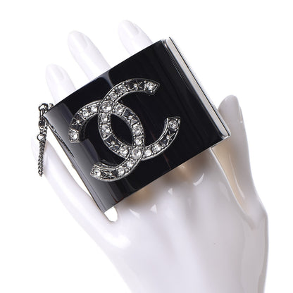 Chanel Resin Crystal CC Cuff Black 2 of 6