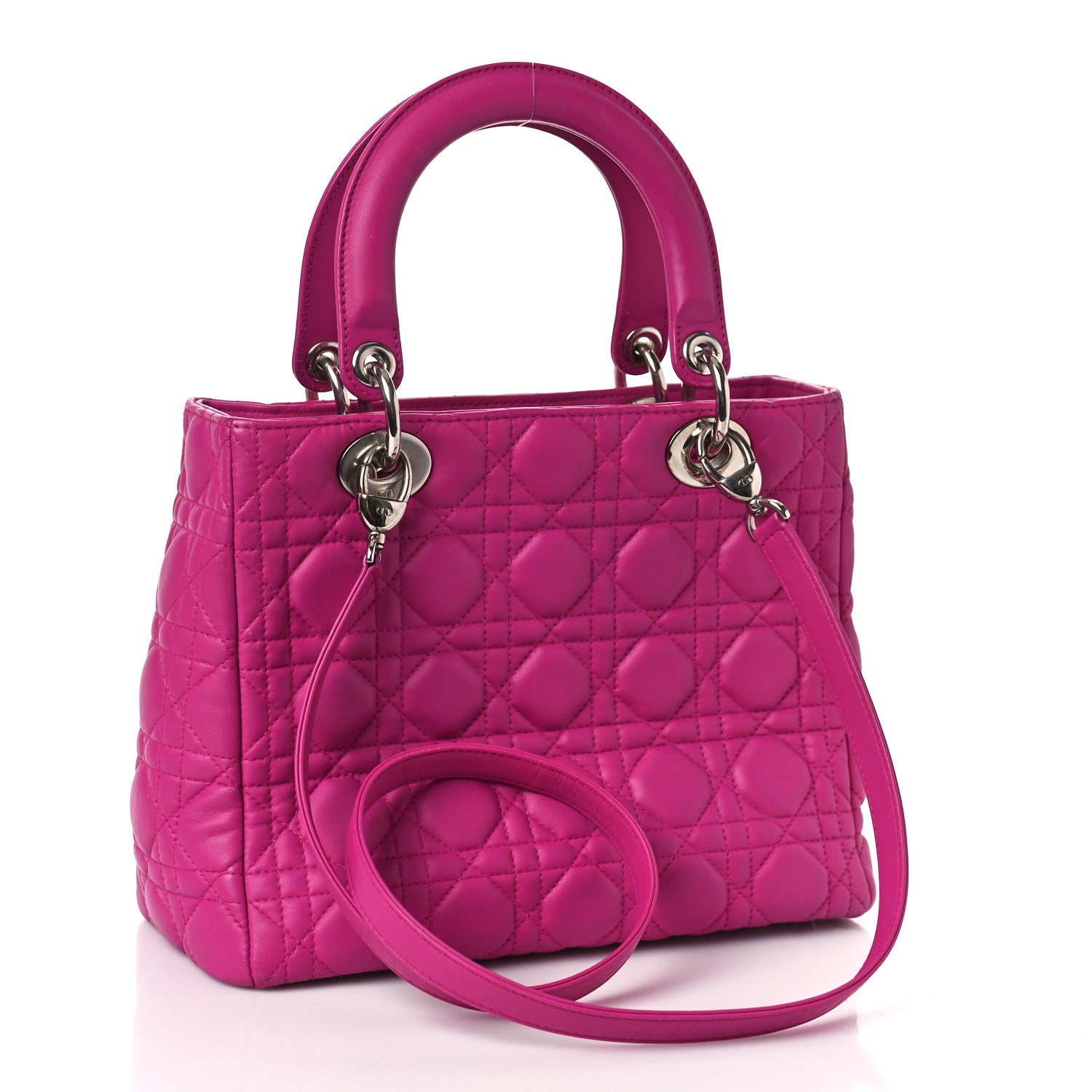 Christian Dior Lambskin Cannage Medium Lady Dior Fuchsia 4 of 11