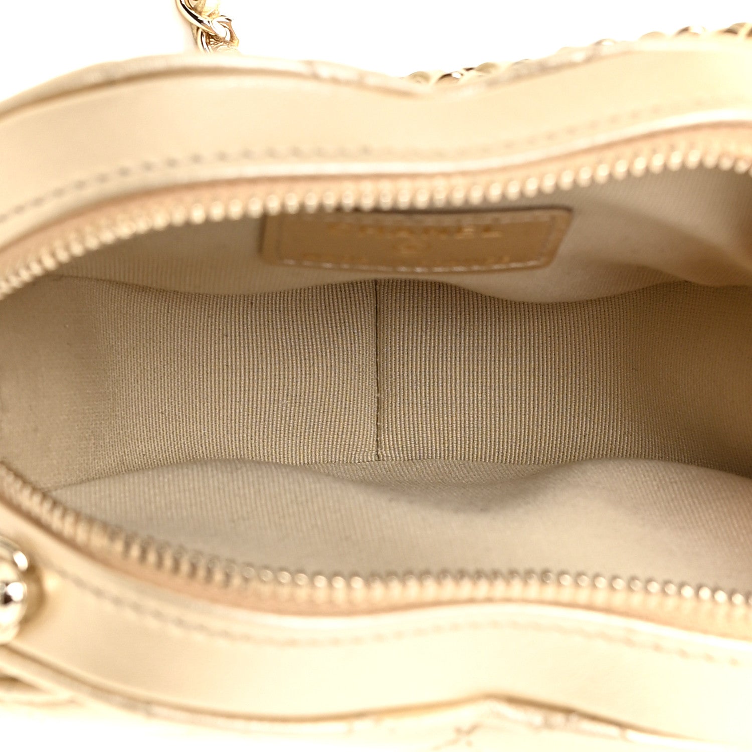 Chanel Metallic Lambskin Quilted CC In Love Heart Clutch With Chain Gold 5 of 12