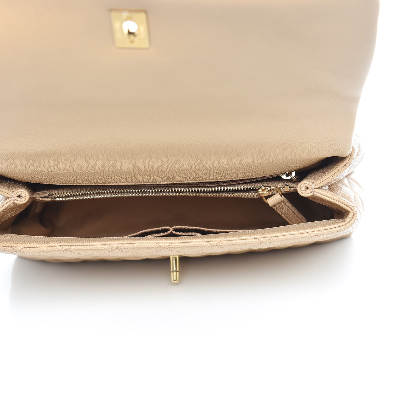 Chanel Caviar Lizard Embossed Quilted Small Coco Handle Flap Beige 6 of 14