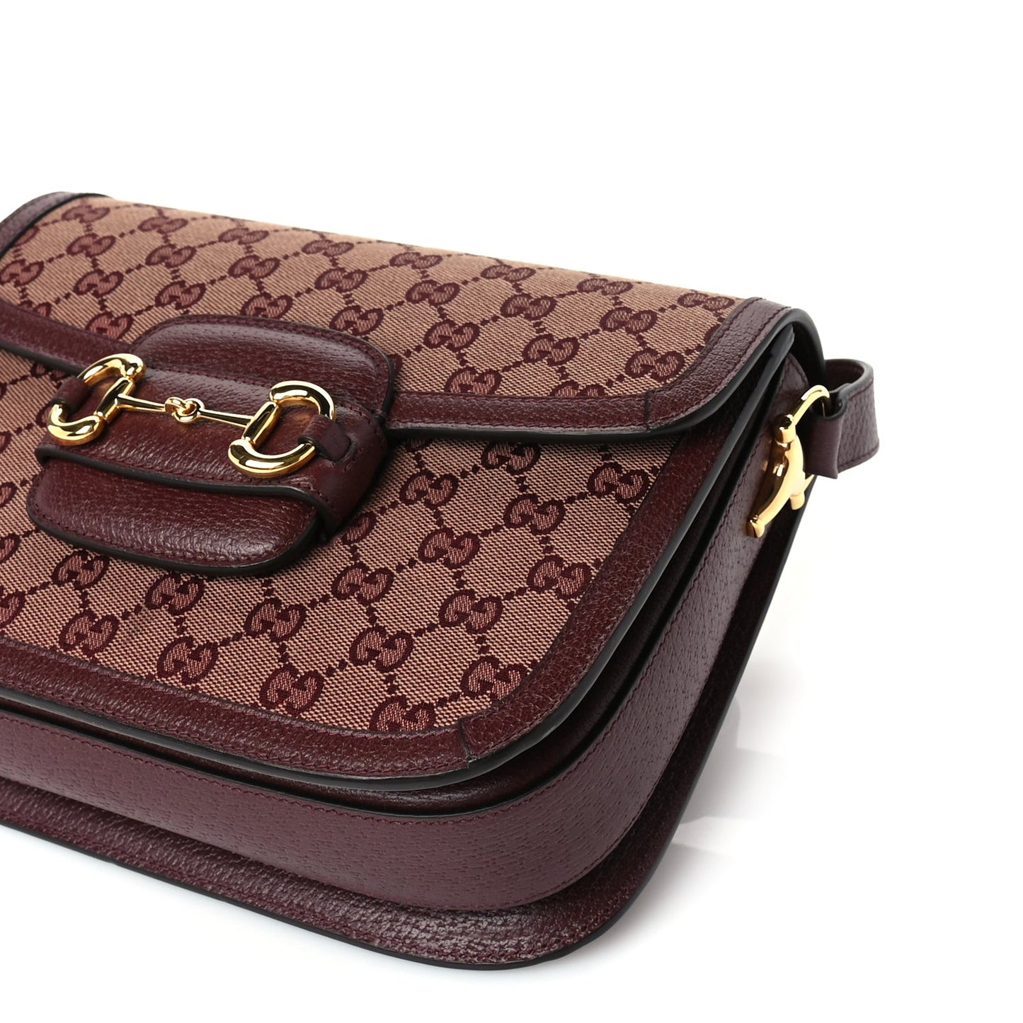 Monogram Textured Dollar Calfskin Horsebit 1955 Shoulder Bag Sahara Rubino Chardonnay