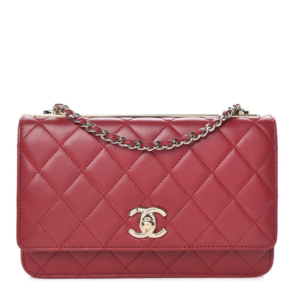 Chanel Lambskin Quilted Trendy CC Wallet On Chain WOC Dark Red 1 of 14