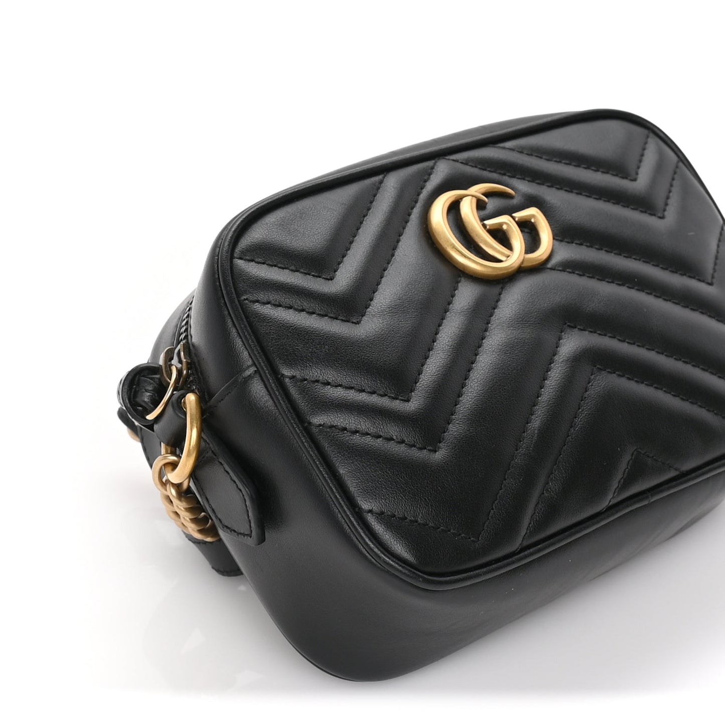 Calfskin Matelasse Mini GG Marmont Chain Shoulder Bag  Black