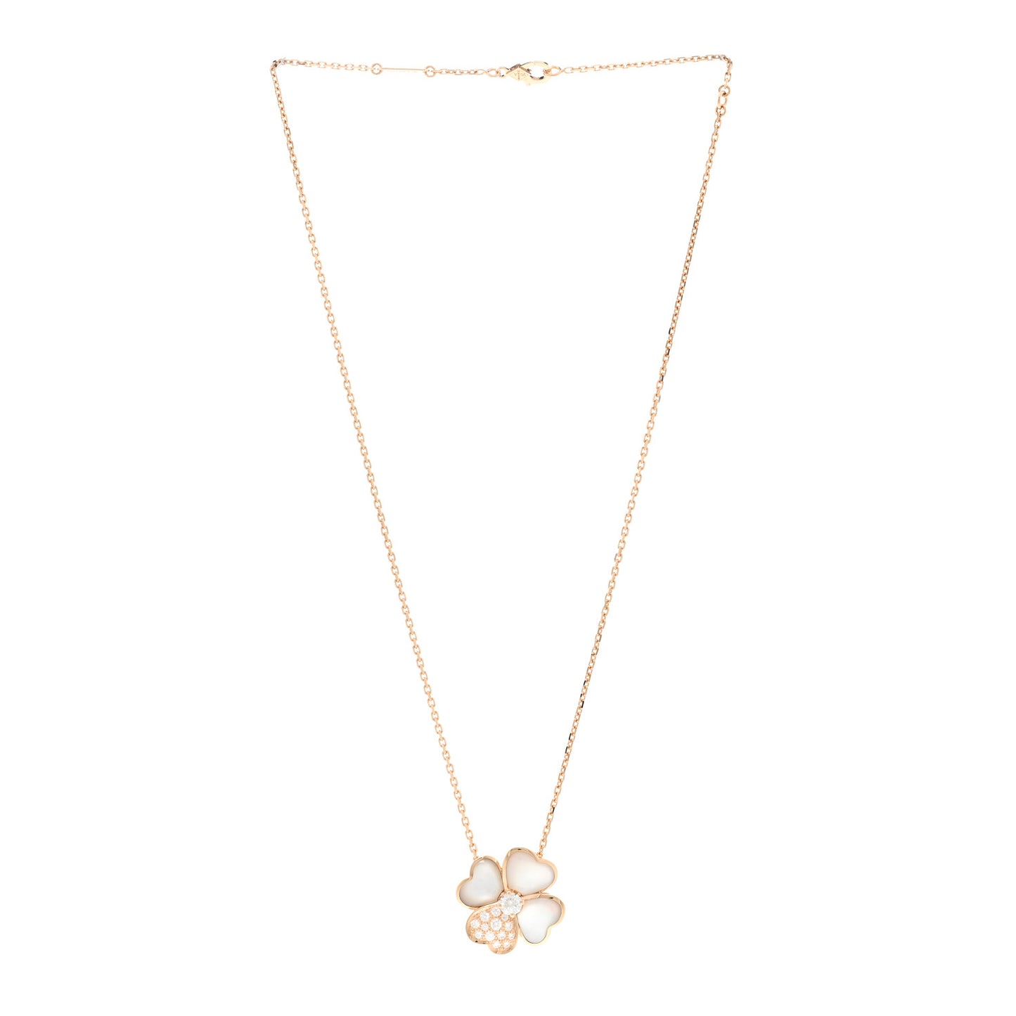18K Rose Gold Diamond Mother of Pearl Medium Cosmos Clip Pendant Necklace
