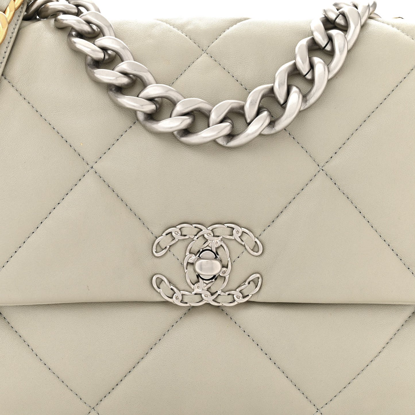 Lambskin Quilted Large Chanel 19 Flap Grey