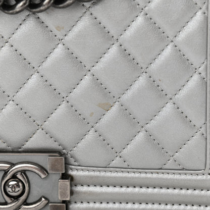 Chanel Metallic Calfskin Quilted Medium Boy Flap Silver 11 of 12