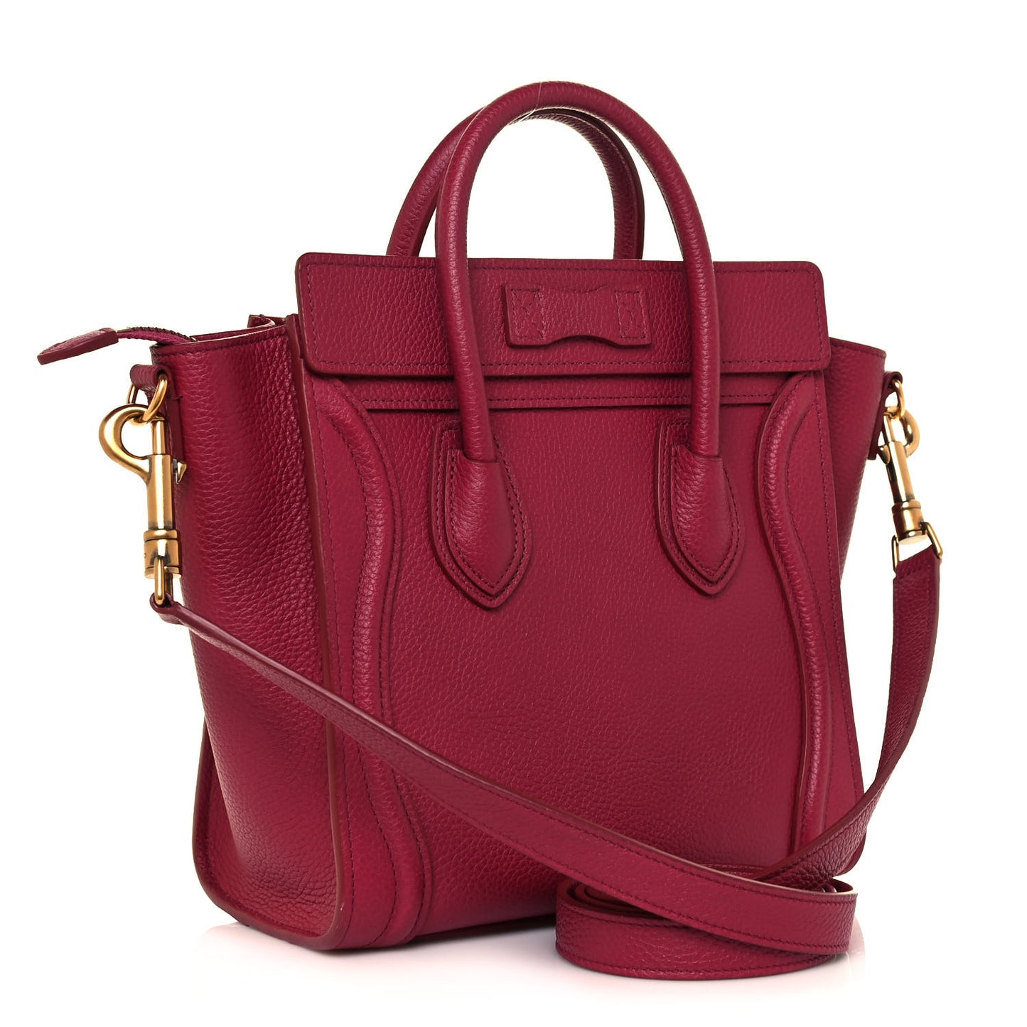 Drummed Calfskin Nano Luggage Rasberry