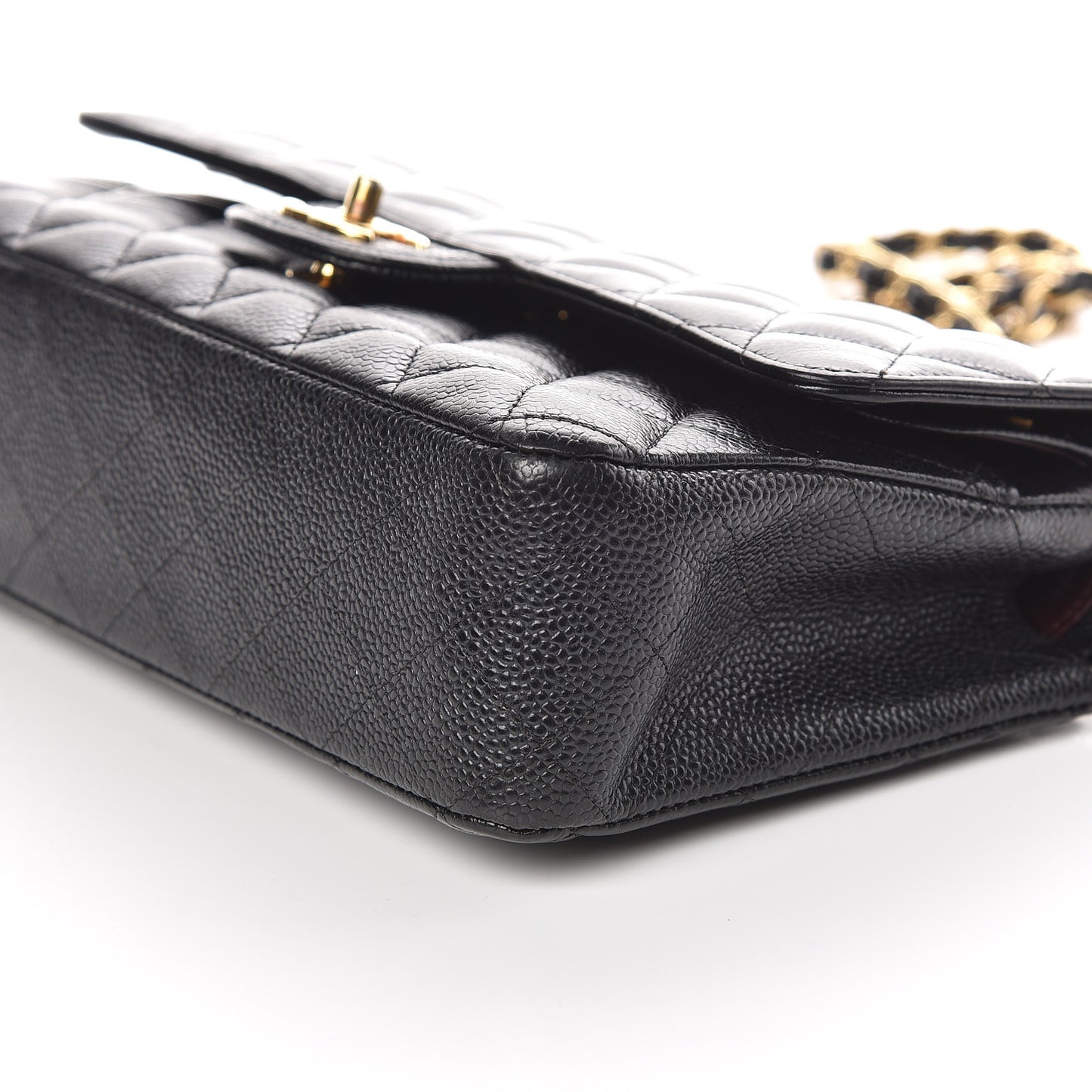 Caviar Quilted Medium Double Flap Black