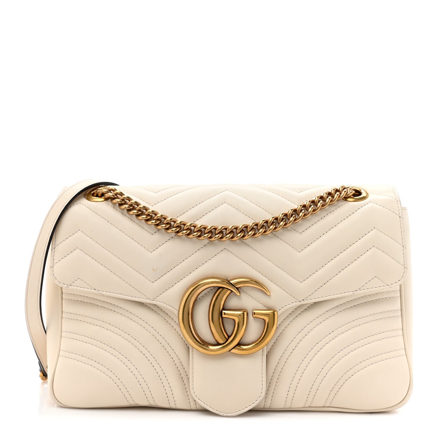 Calfskin Matelasse Medium GG Marmont Shoulder Bag White