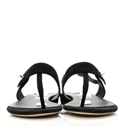 Chanel Suede CC Thong Sandals 38 Black 2 of 8