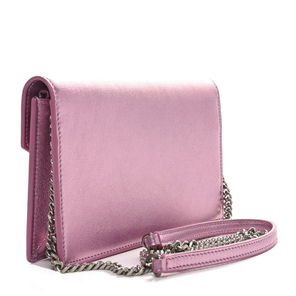 Saint Laurent Metallic Calfskin Monogram Envelope Chain Wallet Pink 3 of 9