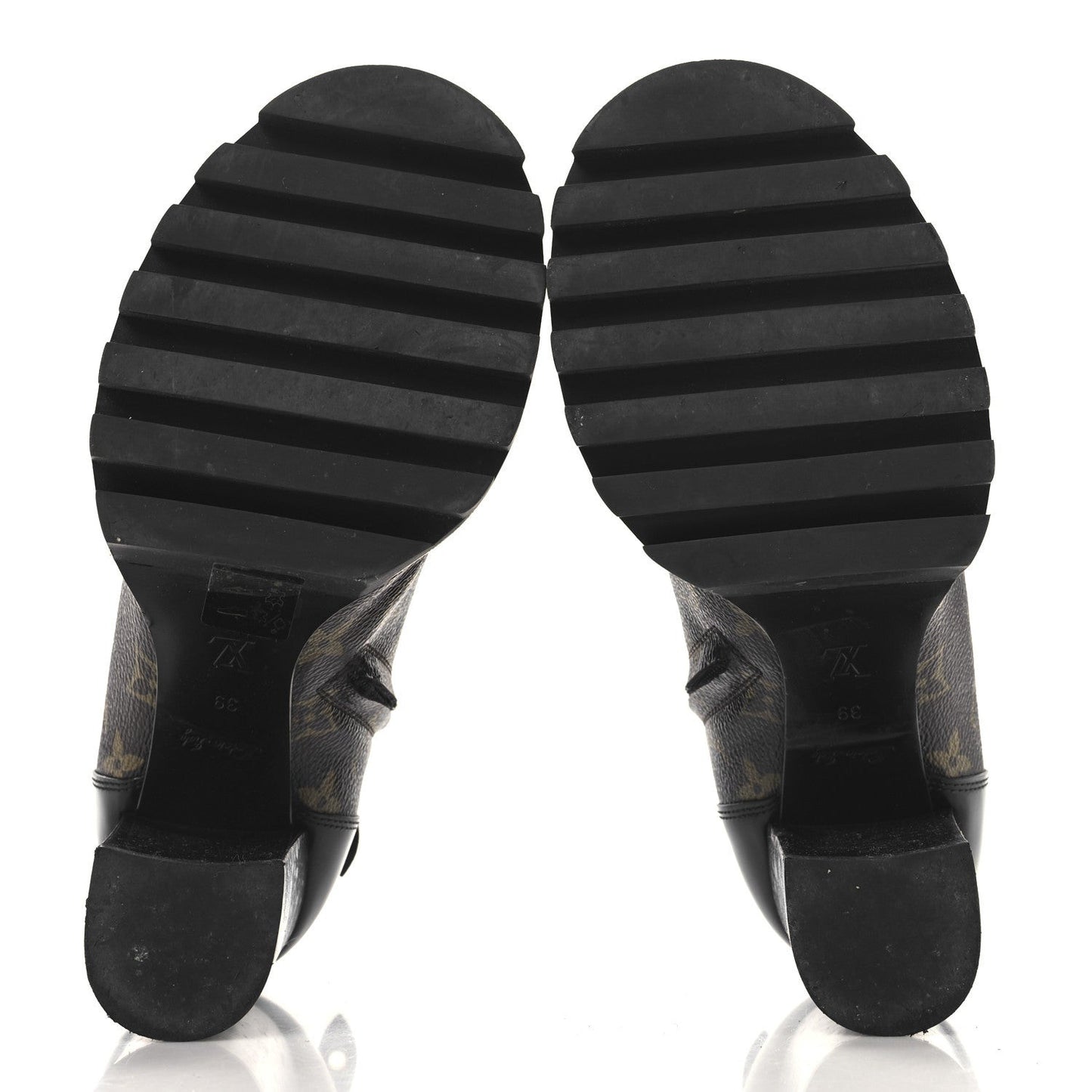 Patent Calfskin Monogram Star Trail Ankle Boots Black