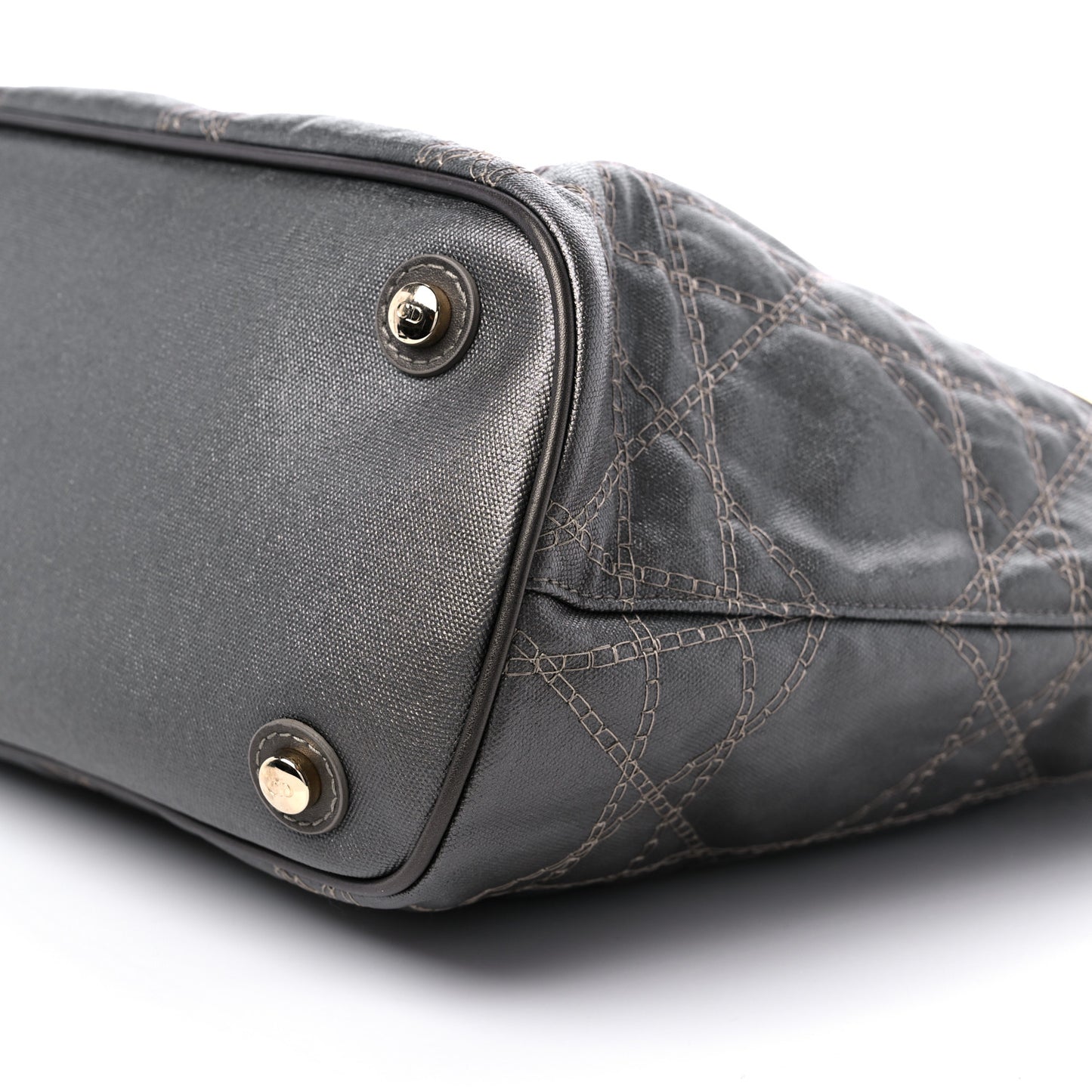 Coated Canvas Cannage Large Dior Soft Shopping Tote Grey