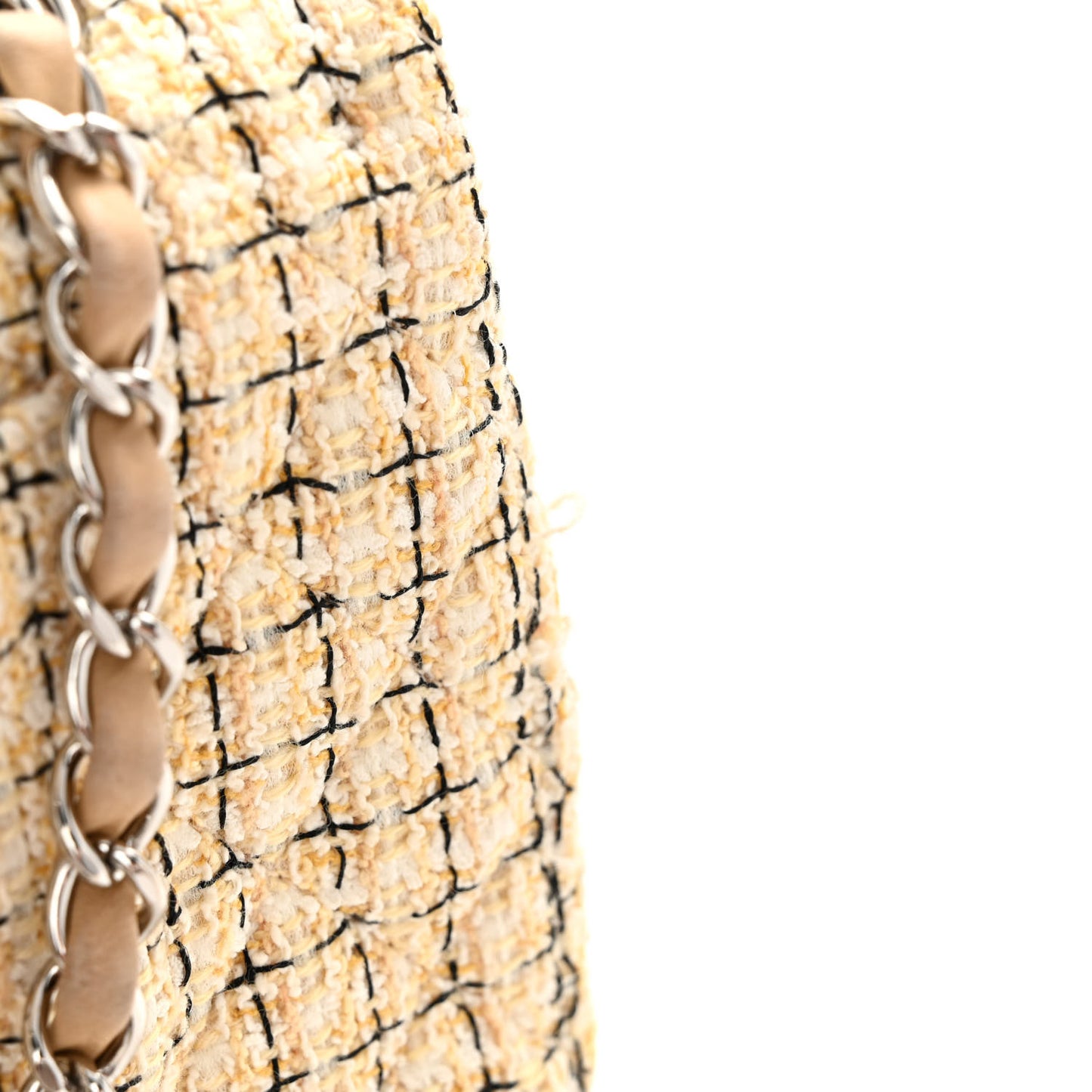 Tweed Quilted Medium Double Flap Beige Multicolor