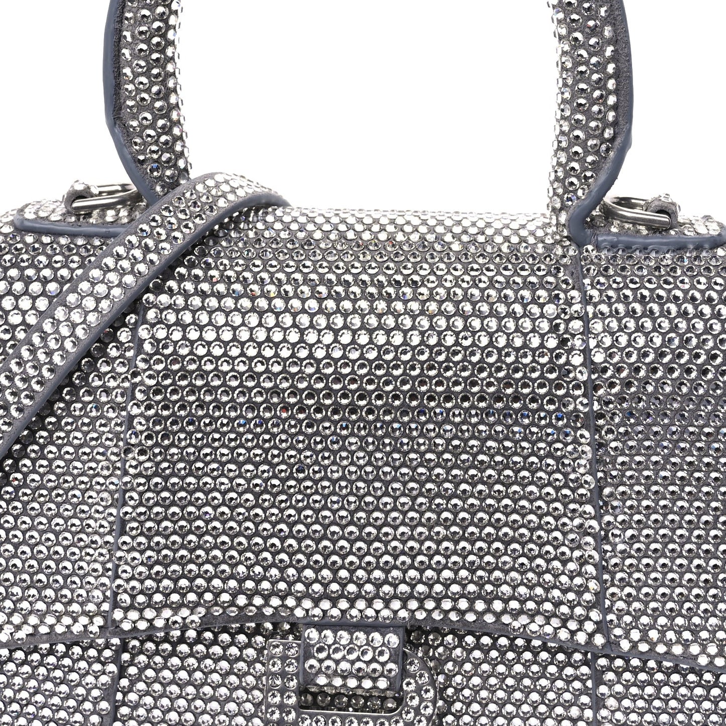 Strass Suede Hourglass Top Handle Bag XS  Smoke Grey Crystal