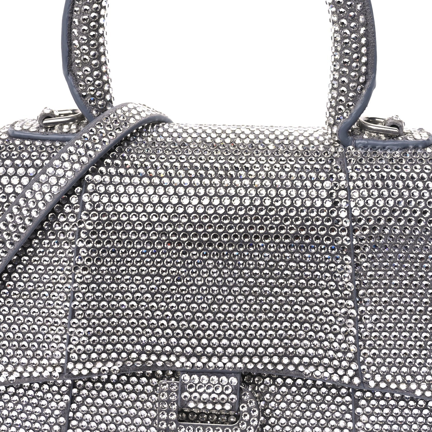 Balenciaga Strass Suede Hourglass Top Handle Bag XS  Smoke Grey Crystal 6 of 8