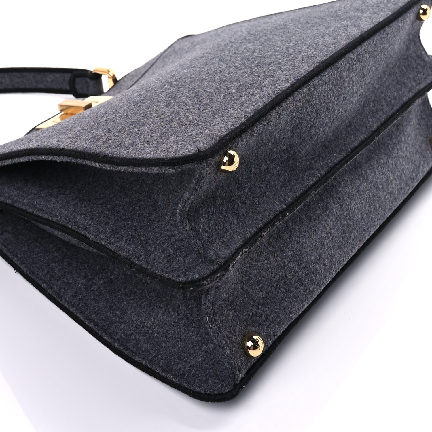 Fendi Melange Flannel Satin Threaded Edge Medium Peekaboo I SEE U Satchel Grigio Bois de Rose 7 of 7