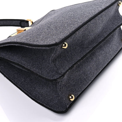 Fendi Melange Flannel Satin Threaded Edge Medium Peekaboo I SEE U Satchel Grigio Bois de Rose 7 of 7