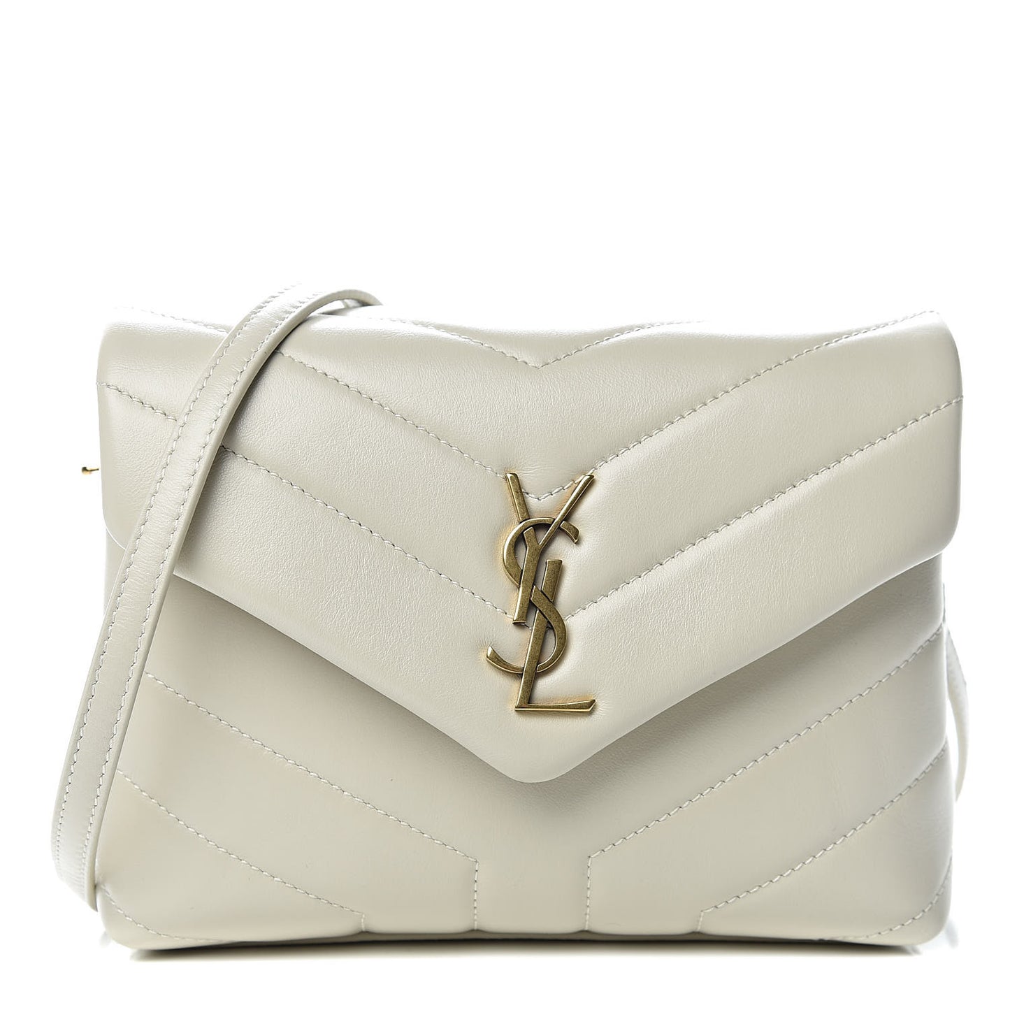 Calfskin Y Quilted Monogram Toy Loulou Crossbody Bag Blanc Vintage