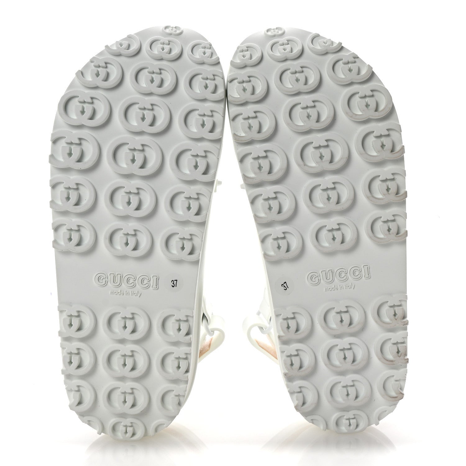 Gucci Soft Rubber Horsebit Touch Womens Strapped Sandals 37 Great White 6 of 7