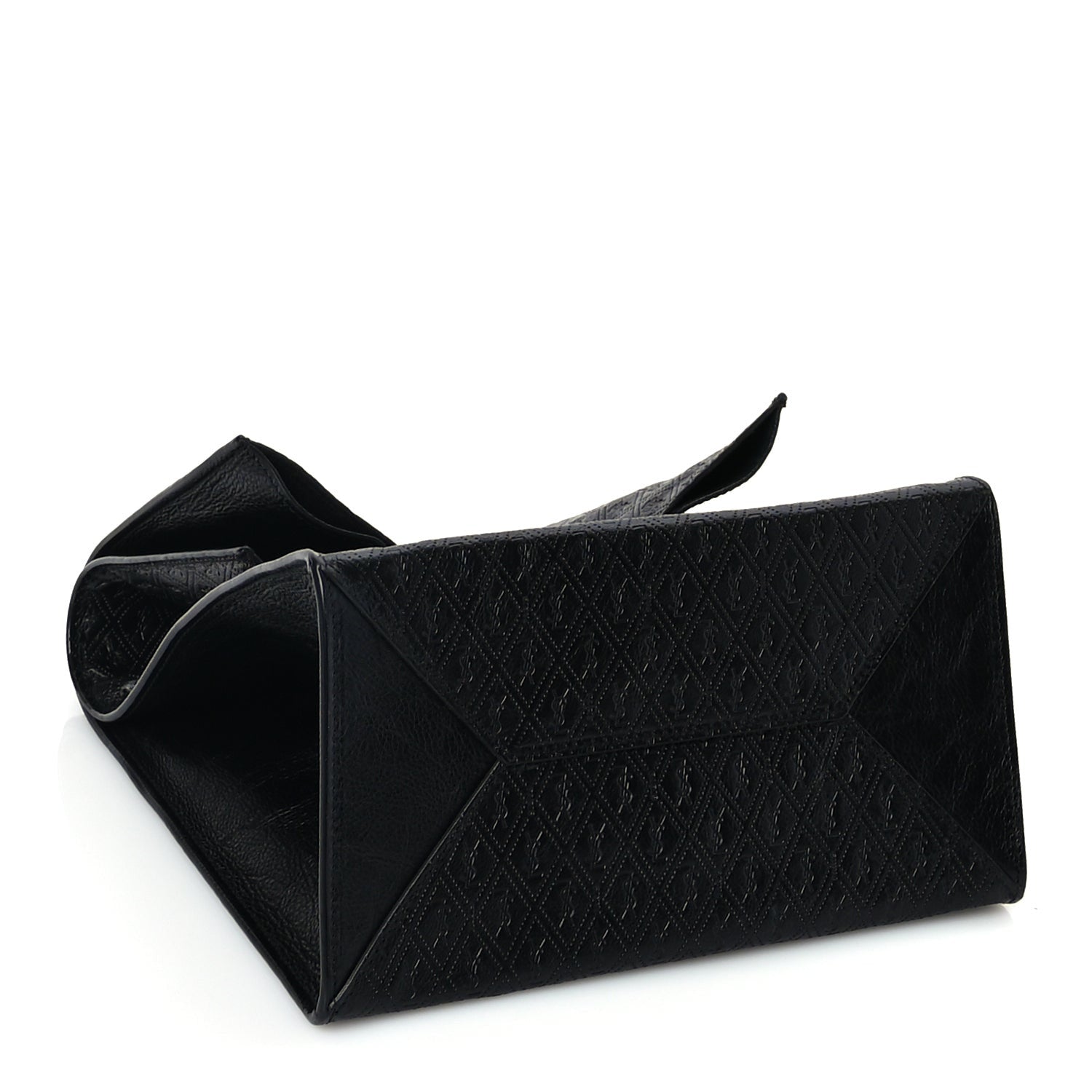 Saint Laurent Calfskin Monogram Deli Paper Bag Vintage Black 3 of 8