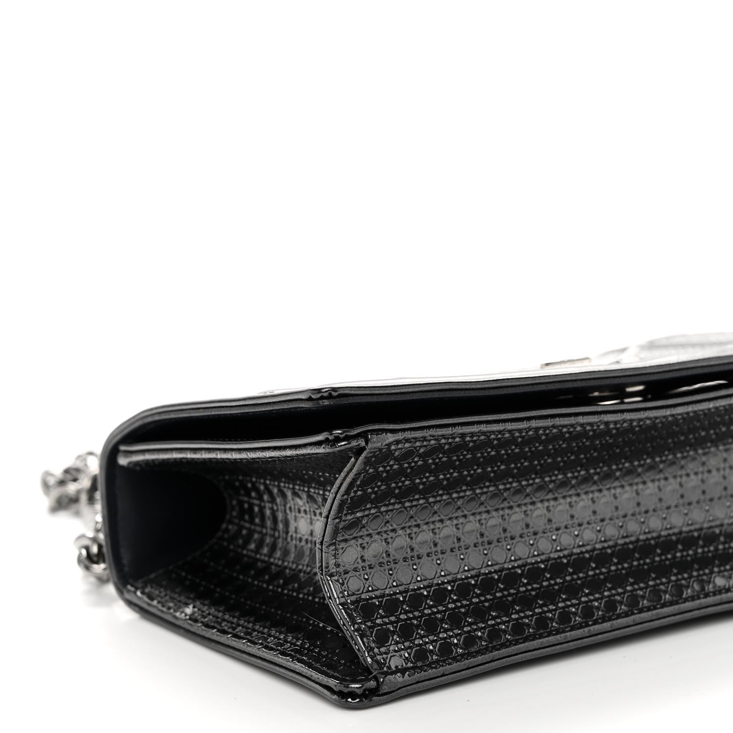 Christian Dior Metallic Patent Micro-Cannage Small Diorama Flap Bag Onyx Black 8 of 9