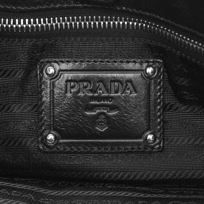 Prada Tessuto Nylon Calfskin Shoulder Bag Black 7 of 13