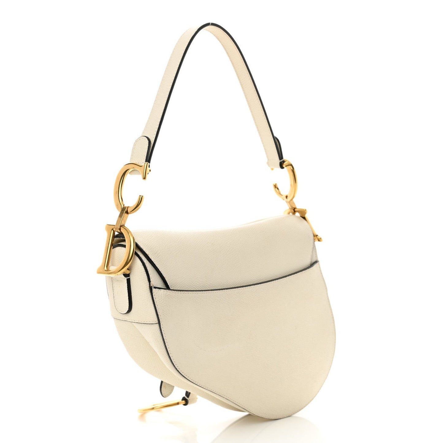 Grained Calfskin Saddle Bag White