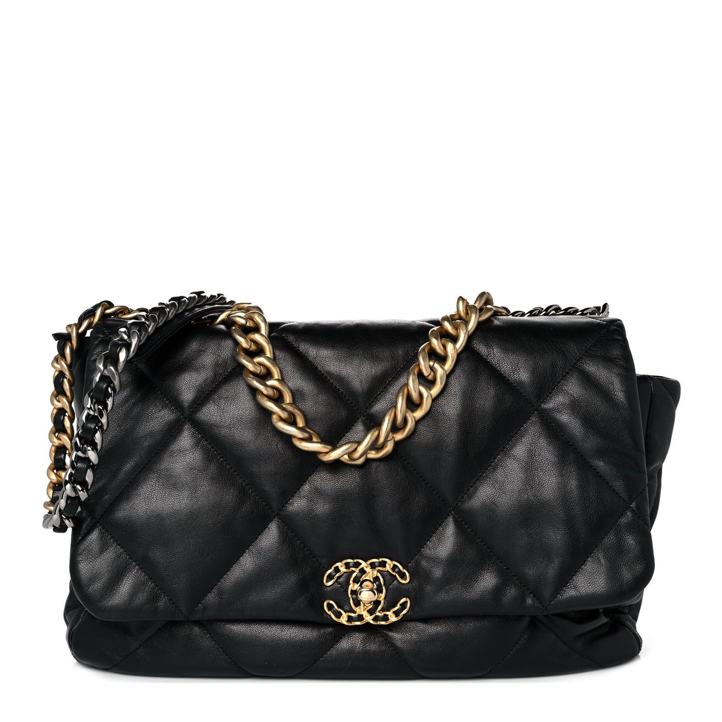 Goatskin Quilted Maxi Chanel 19 Flap Black