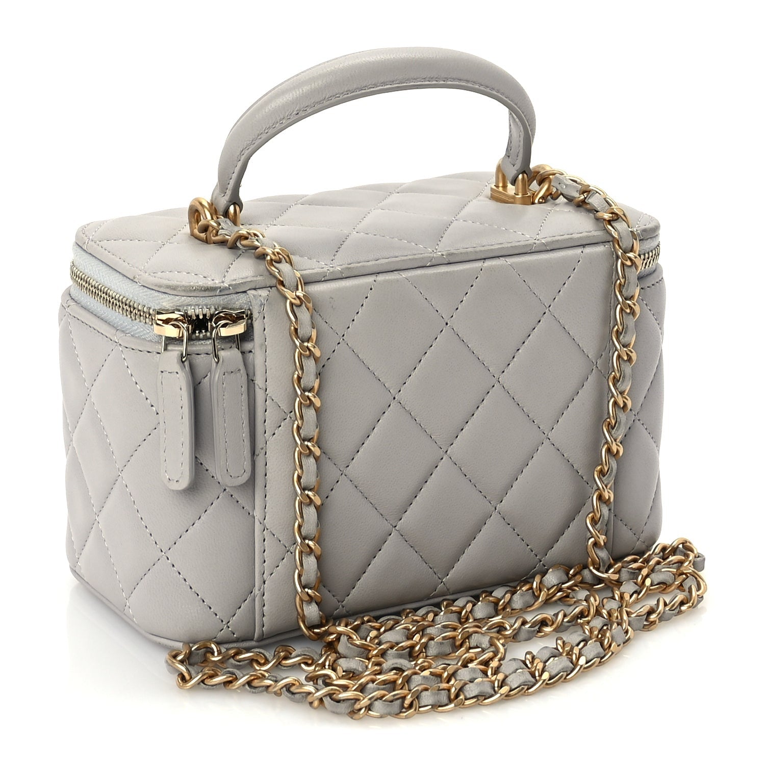 Chanel Lambskin Quilted Small Top Handle Vanity Case With Chain 2 of 9