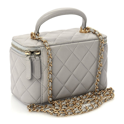 Chanel Lambskin Quilted Small Top Handle Vanity Case With Chain 2 of 9