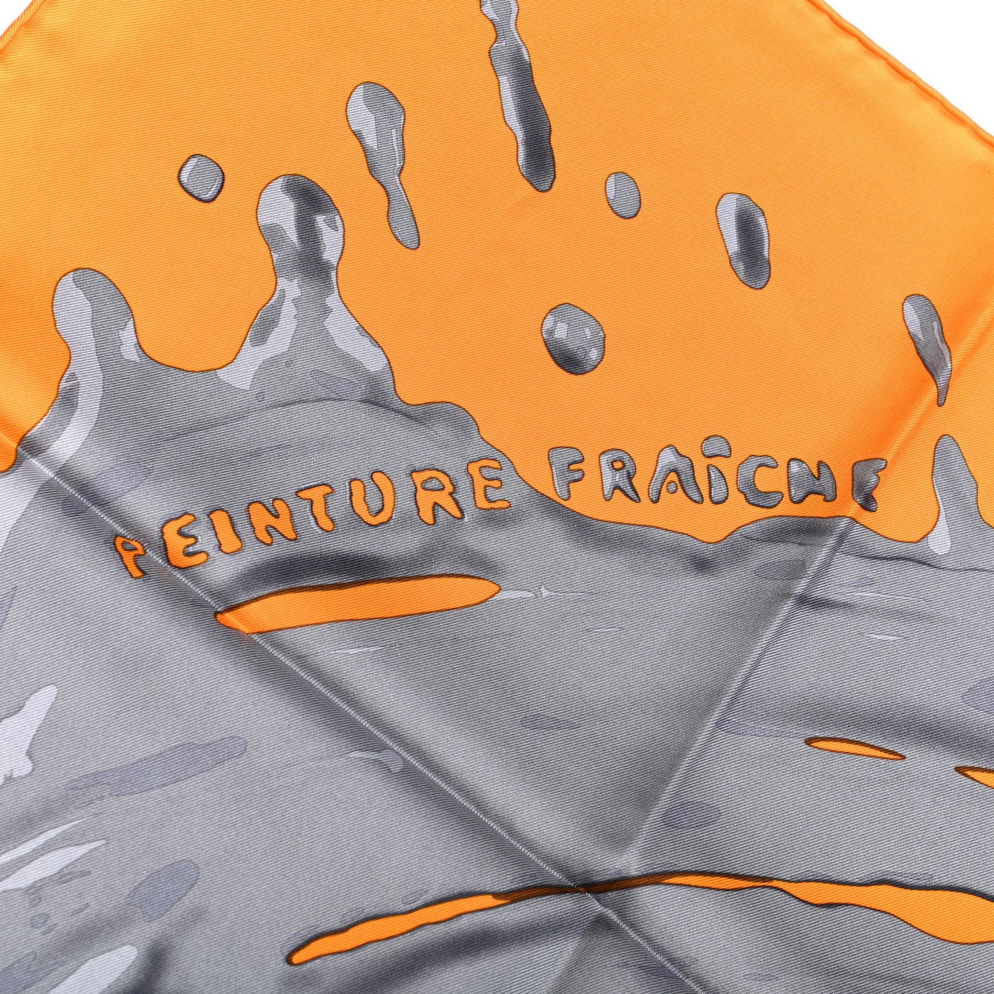 Silk Peinture Fraiche Scarf 90 Orange Gris
