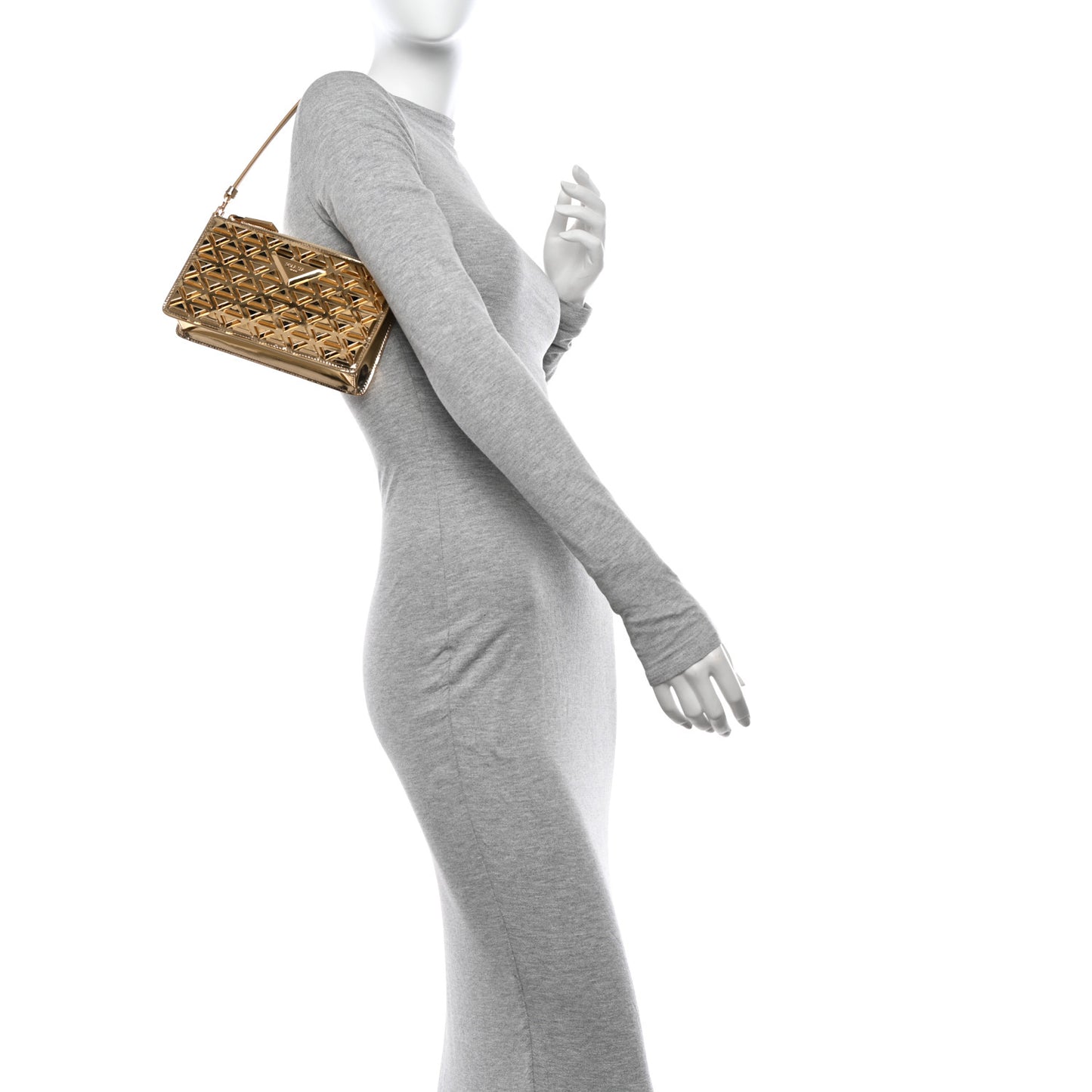 Metallic Vitello Studded Mini Bag Platino