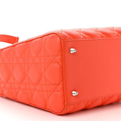 Christian Dior Lambskin Cannage Medium Lady Dior Orange 9 of 13